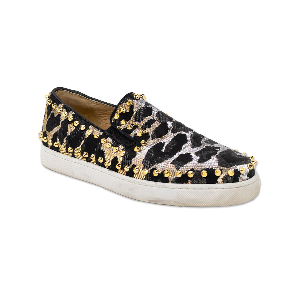 Christian Louboutin Metallic Animal Print Studded Sneakers