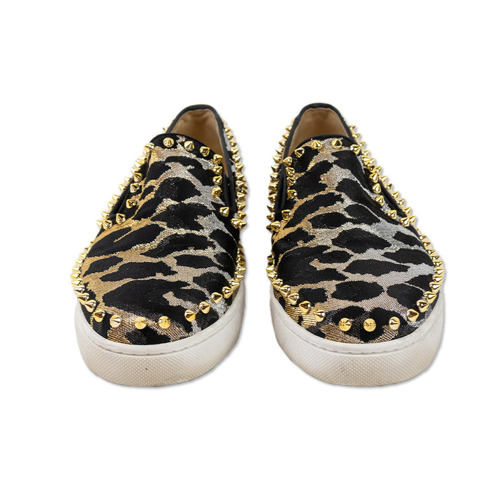 Christian Louboutin Metallic Animal Print Studded Sneakers