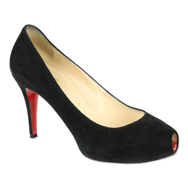 Christian Louboutin Mini Peep-Toe Black Pumps