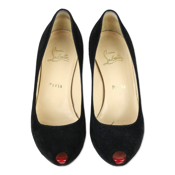 Christian Louboutin Mini Peep-Toe Black Pumps