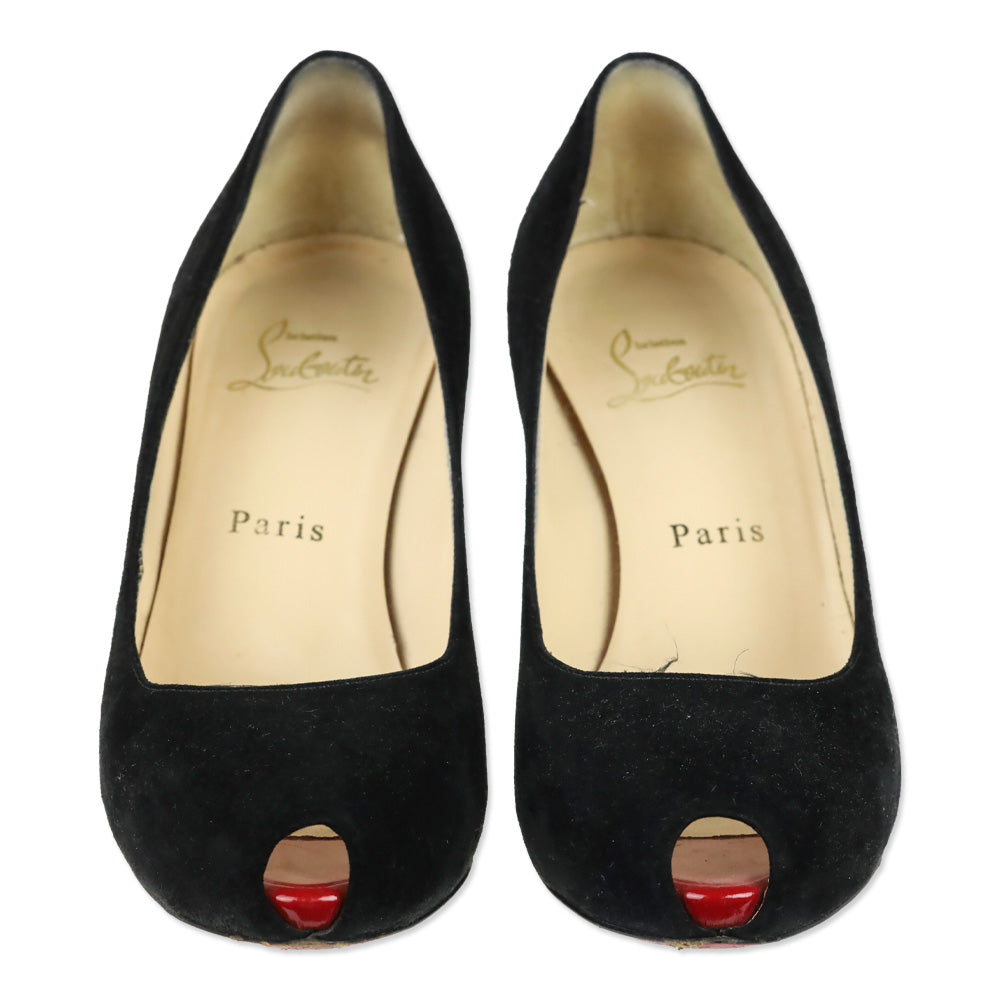 Christian Louboutin Mini Peep-Toe Black Pumps
