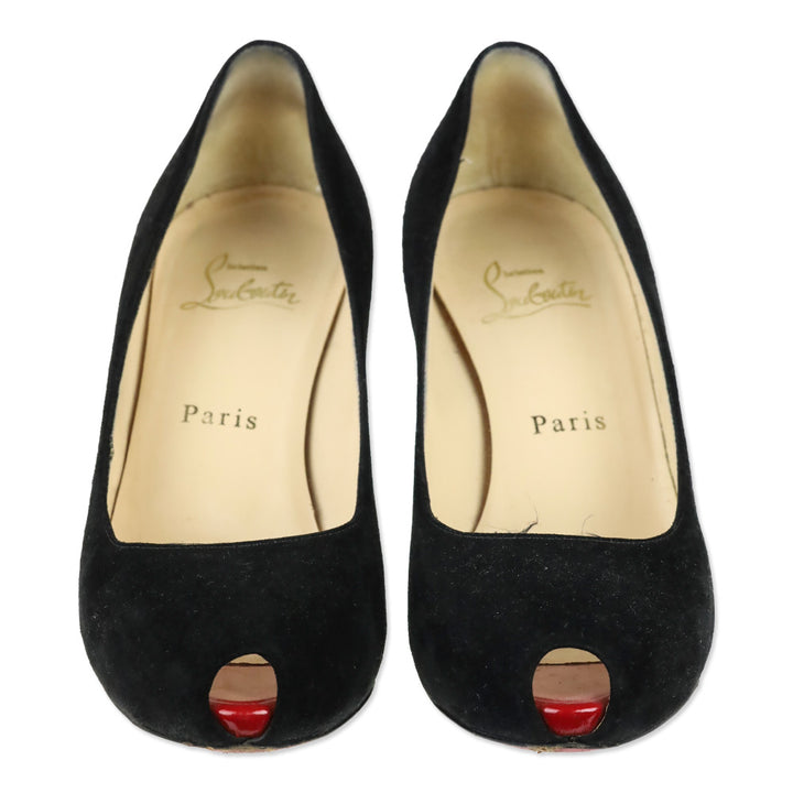 Christian Louboutin Mini Peep-Toe Black Pumps