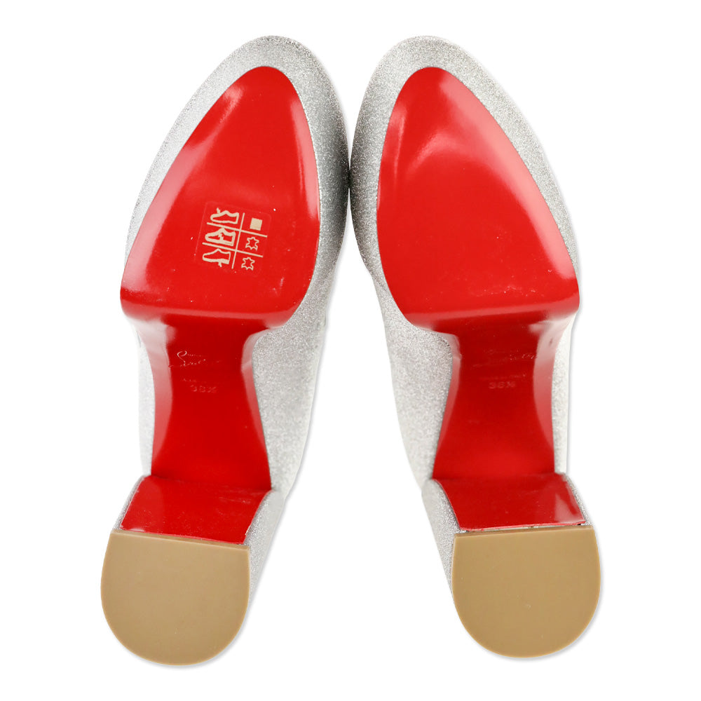 Christian Louboutin Movida Jane Silver Glitter Leather Pumps 130