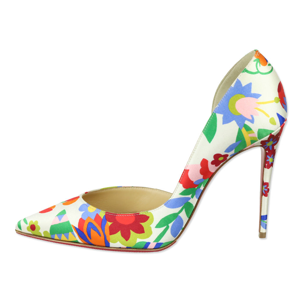 Christian Louboutin Multi Bloomy Floral Crepe Satin Iriza 100 Pump