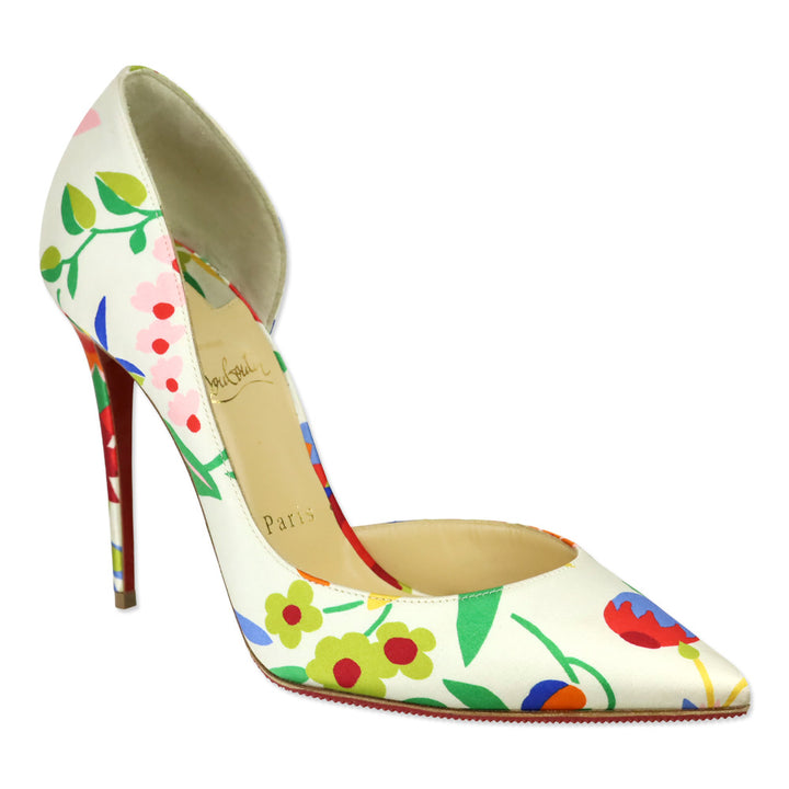 Christian Louboutin Multi Bloomy Floral Crepe Satin Iriza 100 Pump