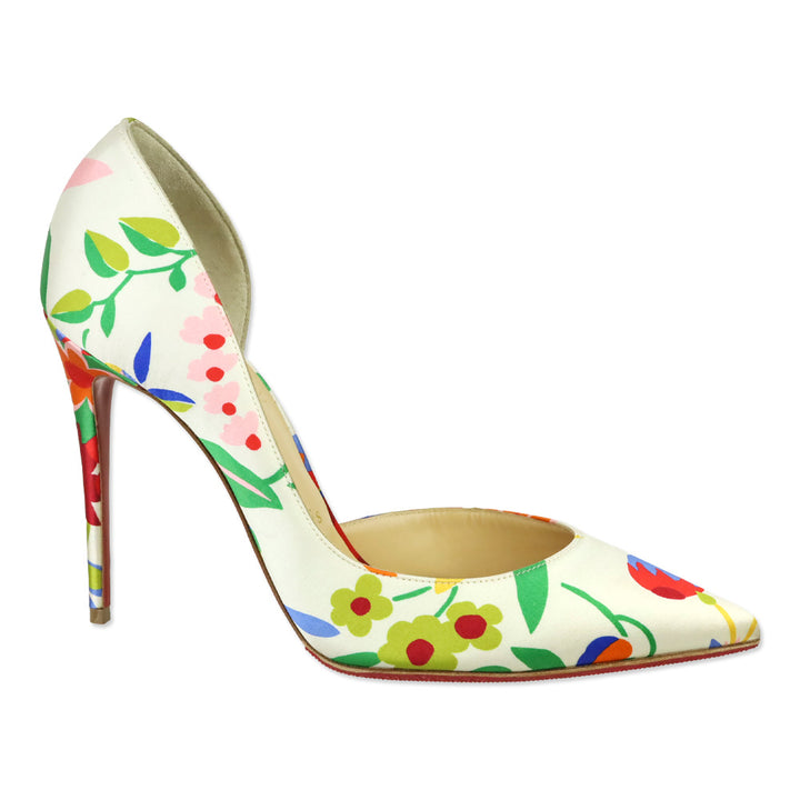 Christian Louboutin Multi Bloomy Floral Crepe Satin Iriza 100 Pump