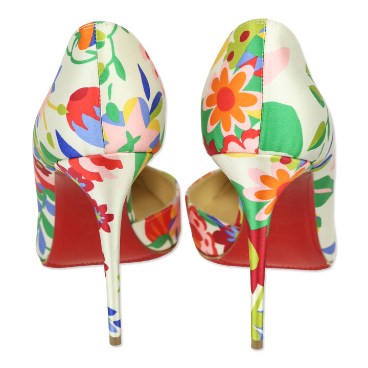 Christian Louboutin Multi Bloomy Floral Crepe Satin Iriza 100 Pump