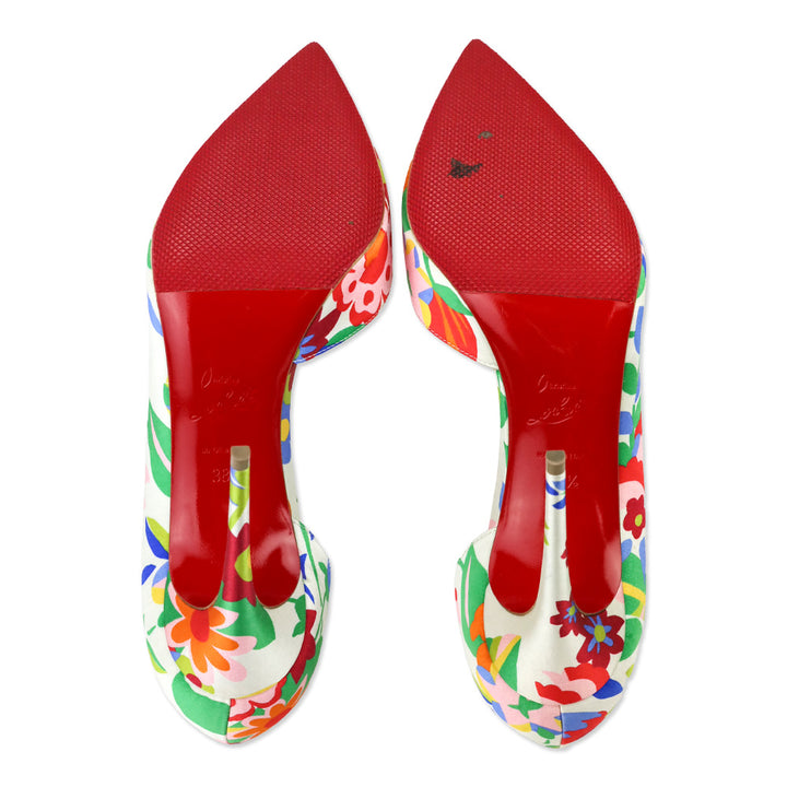 Christian Louboutin Multi Bloomy Floral Crepe Satin Iriza 100 Pump