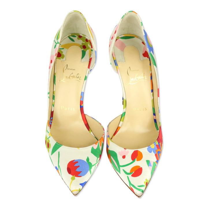 Christian Louboutin Multi Bloomy Floral Crepe Satin Iriza 100 Pump