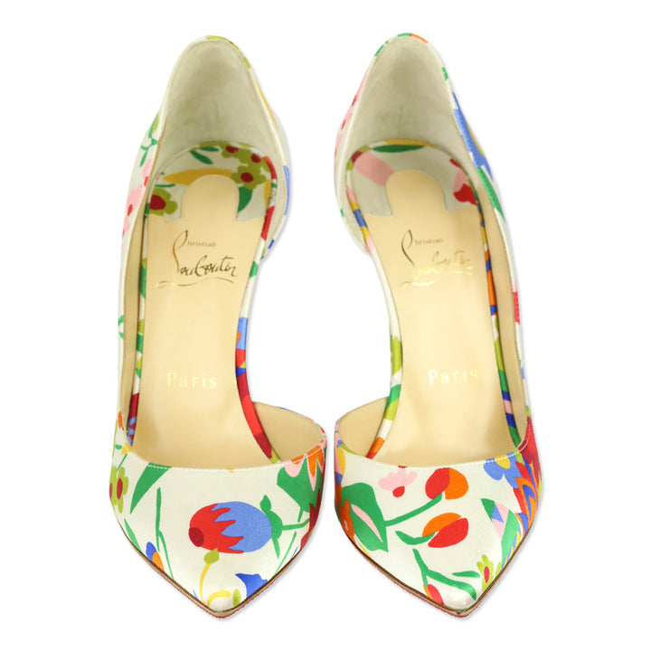 Christian Louboutin Multi Bloomy Floral Crepe Satin Iriza 100 Pump