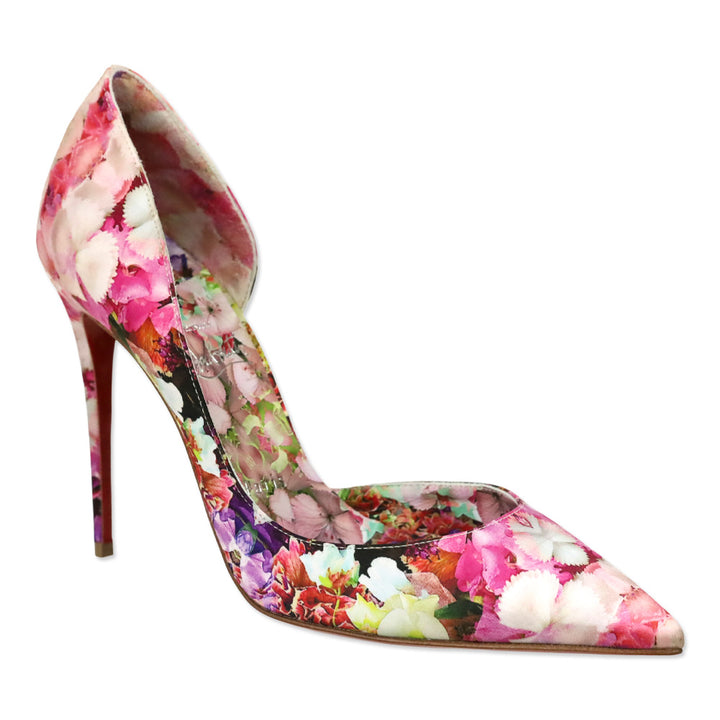 Christian Louboutin Multi Color Blooming Print Crepe Satin Iriza 100mm Pumps