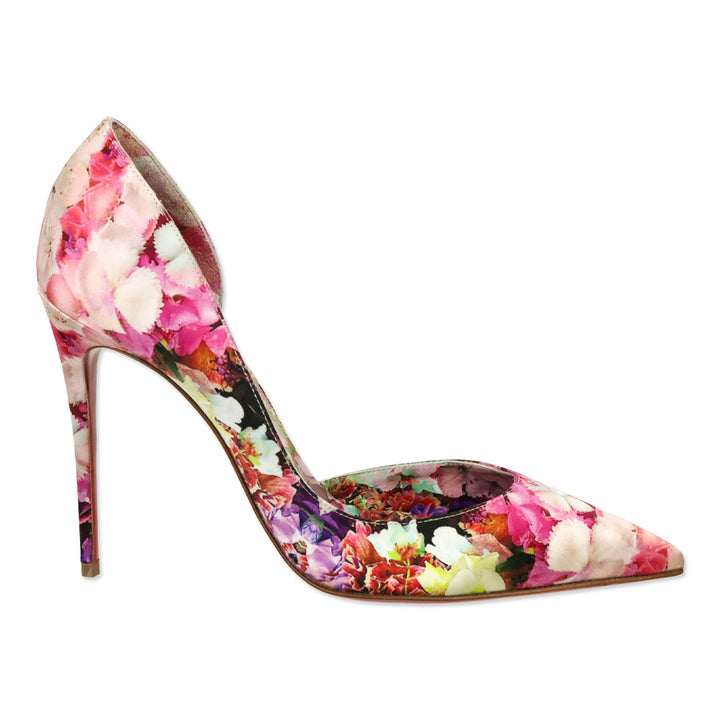 Christian Louboutin Multi Color Blooming Print Crepe Satin Iriza 100mm Pumps