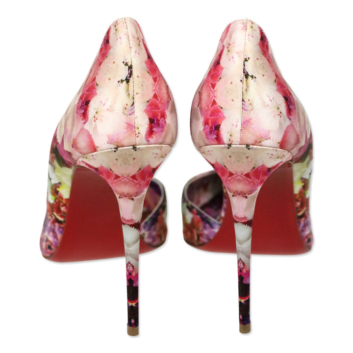 Christian Louboutin Multi Color Blooming Print Crepe Satin Iriza 100mm Pumps