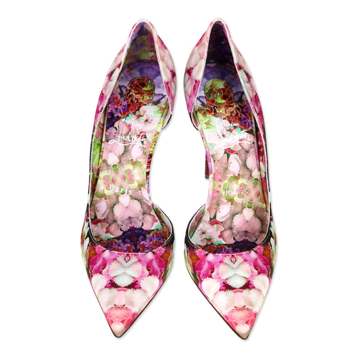 Christian Louboutin Multi Color Blooming Print Crepe Satin Iriza 100mm Pumps