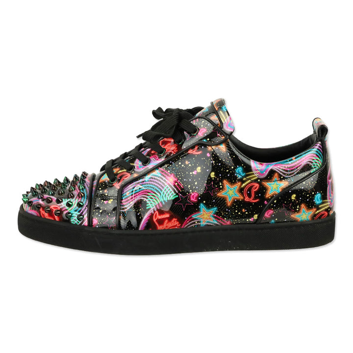Christian Louboutin Multi/Psy Starlight Patent Leather Louis Junior Spikes Orlato Flat Low-top Sneakers