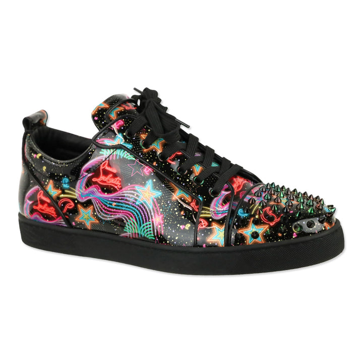 Christian Louboutin Multi/Psy Starlight Patent Leather Louis Junior Spikes Orlato Flat Low-top Sneakers