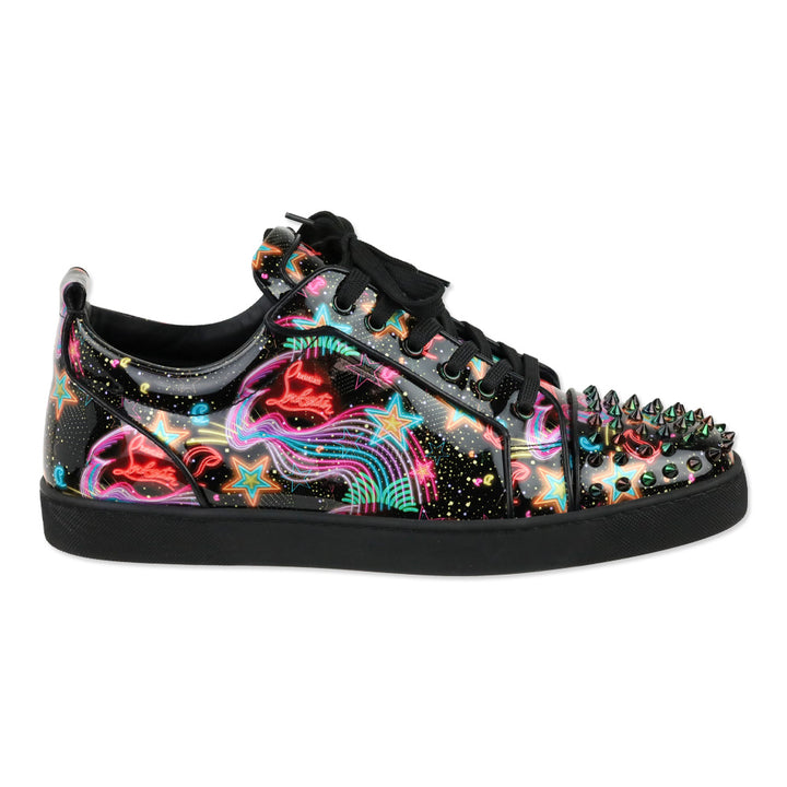 Christian Louboutin Multi/Psy Starlight Patent Leather Louis Junior Spikes Orlato Flat Low-top Sneakers