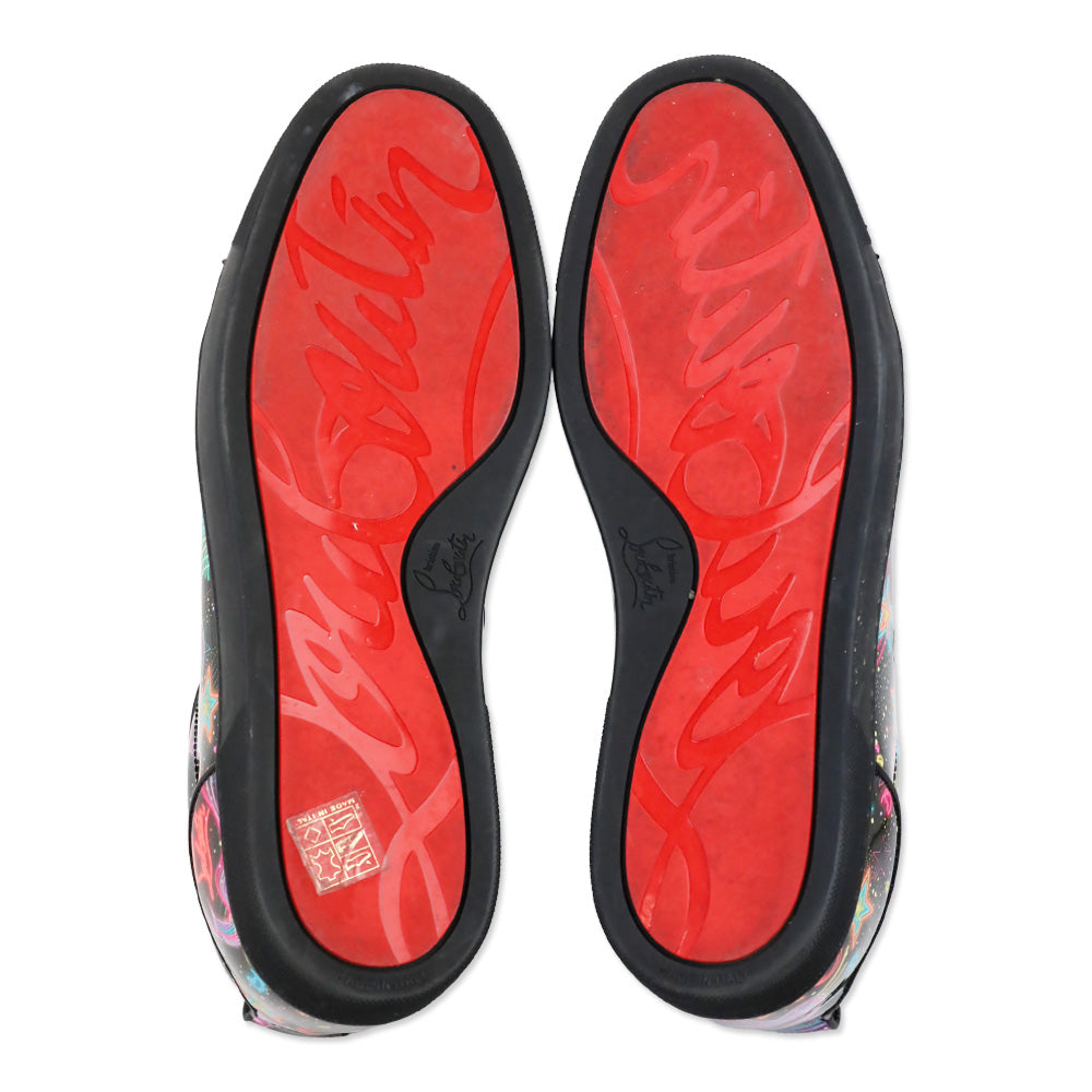 Christian Louboutin Multi/Psy Starlight Patent Leather Louis Junior Spikes Orlato Flat Low-top Sneakers