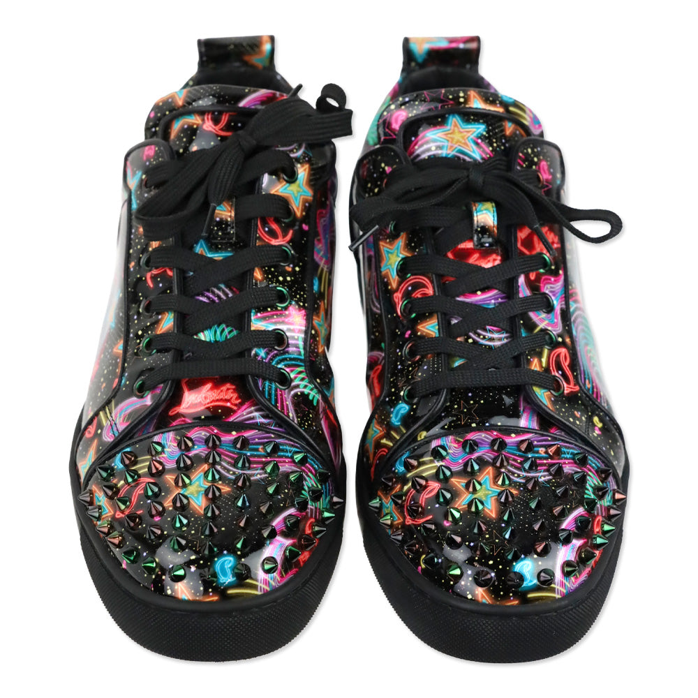 Christian Louboutin Multi/Psy Starlight Patent Leather Louis Junior Spikes Orlato Flat Low-top Sneakers