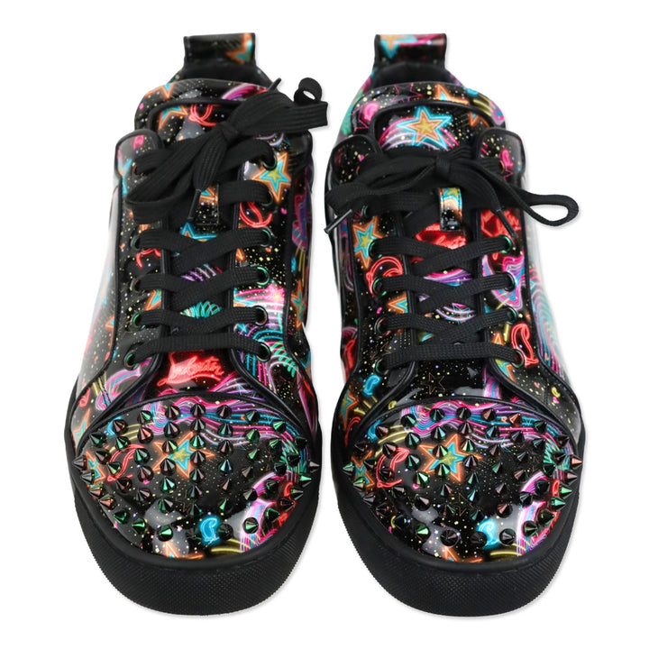 Christian Louboutin Multi/Psy Starlight Patent Leather Louis Junior Spikes Orlato Flat Low-top Sneakers