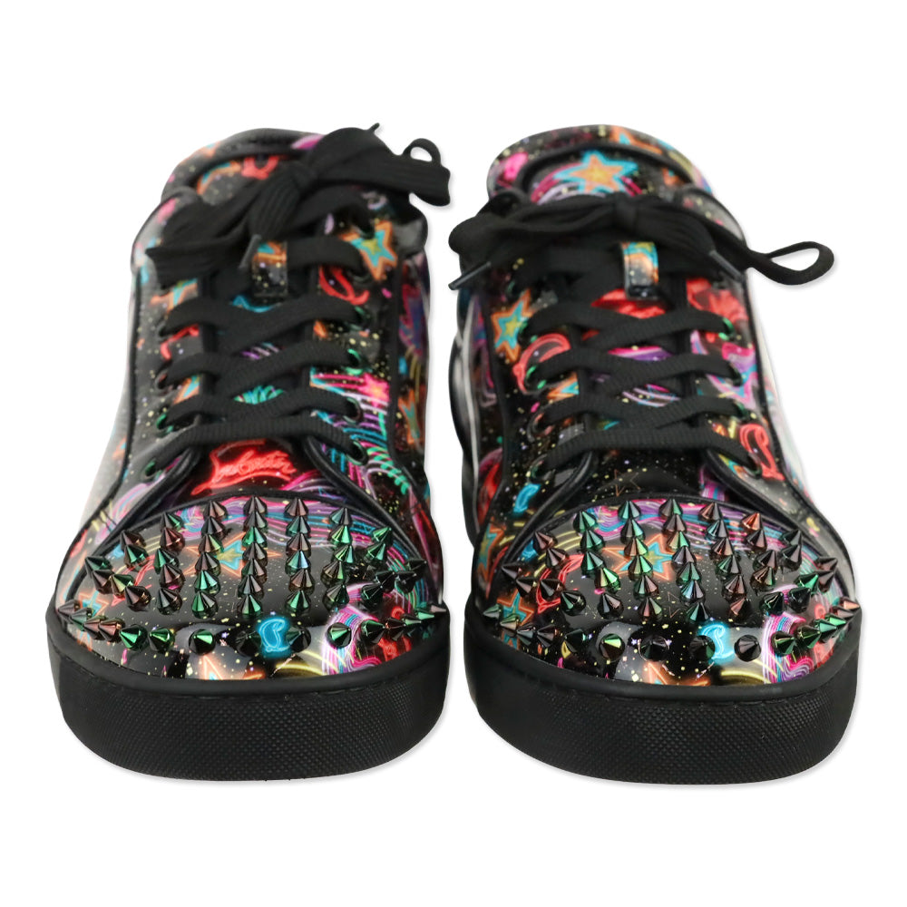Christian Louboutin Multi/Psy Starlight Patent Leather Louis Junior Spikes Orlato Flat Low-top Sneakers