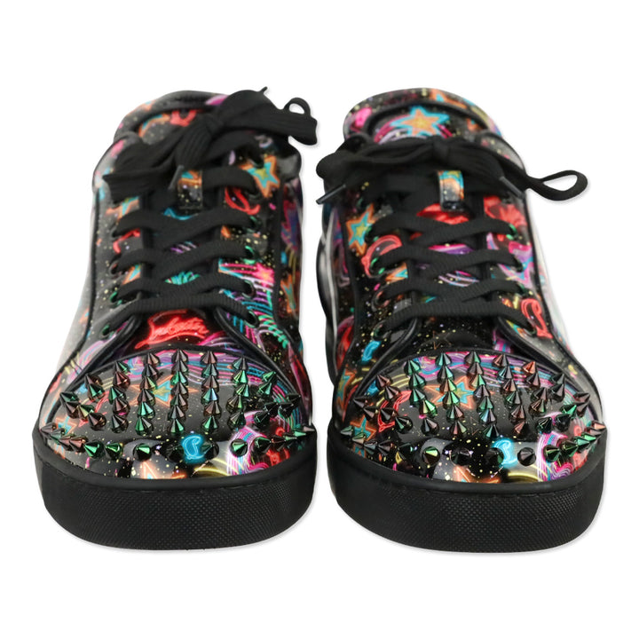 Christian Louboutin Multi/Psy Starlight Patent Leather Louis Junior Spikes Orlato Flat Low-top Sneakers