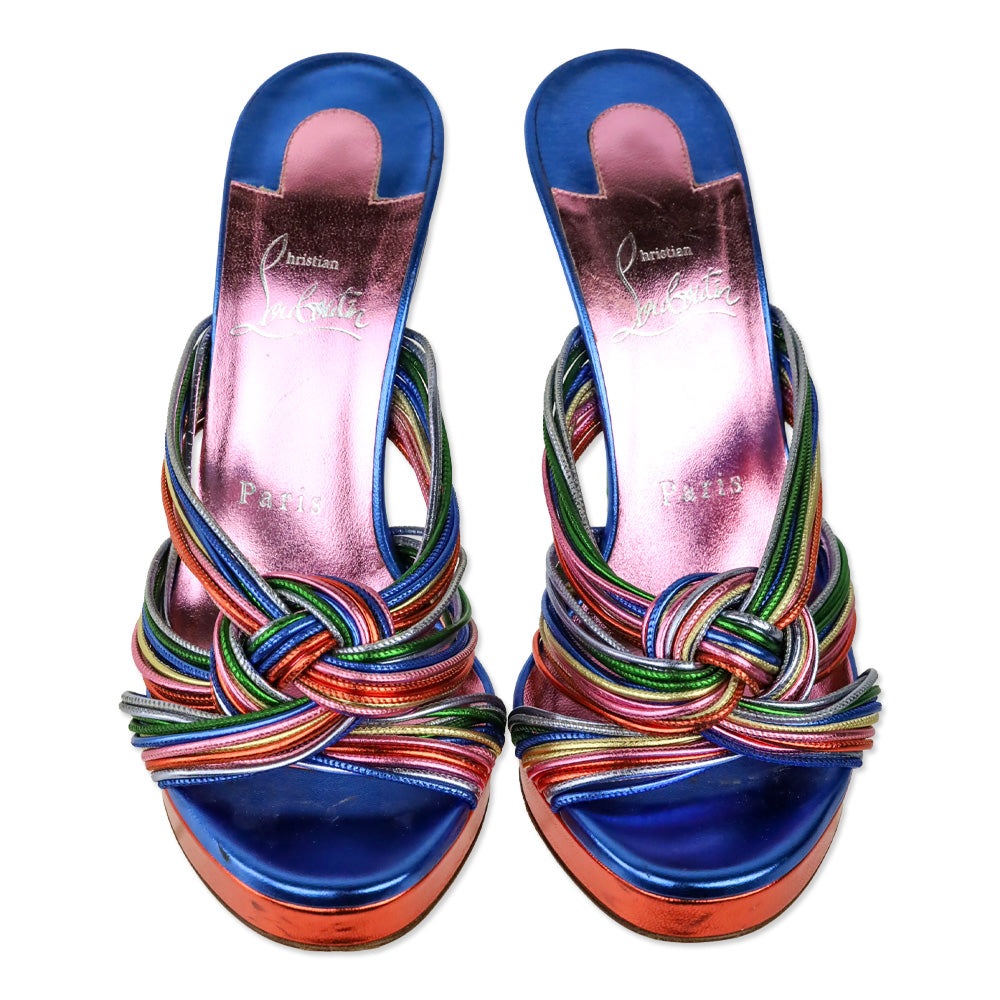 Christian Louboutin Multicolor Kid Laminato Multitaski Alta 120mm Platform Sandal
