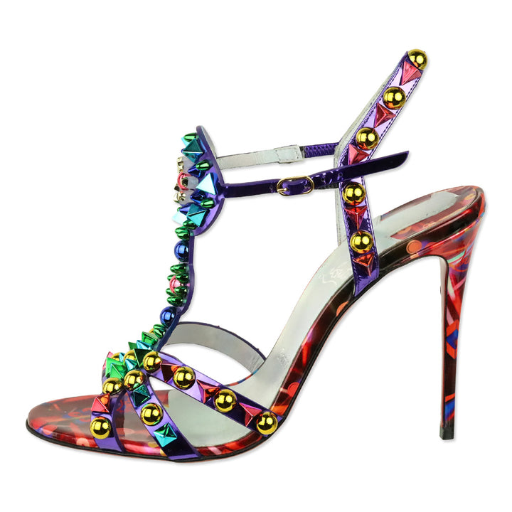 Christian Louboutin Multicolor Patent Leather Goldora Disco 100 Sandals