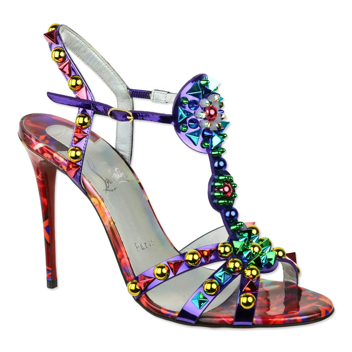 Christian Louboutin Multicolor Patent Leather Goldora Disco 100 Sandals