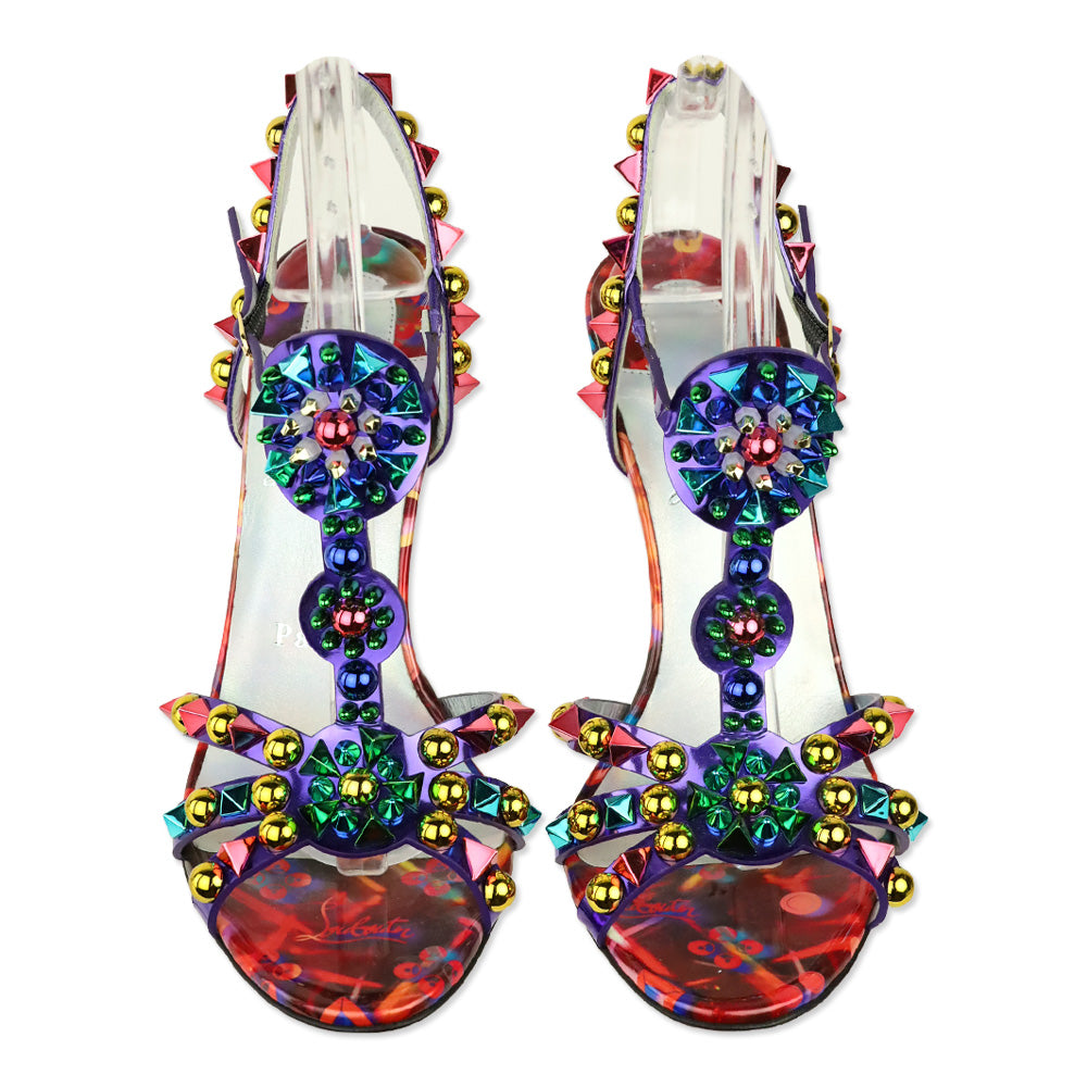Christian Louboutin Multicolor Patent Leather Goldora Disco 100 Sandals