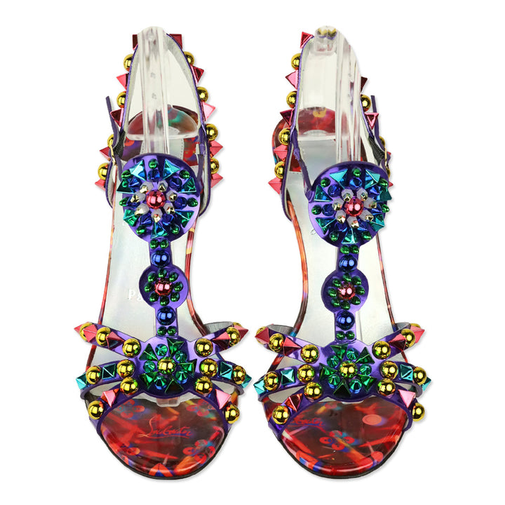 Christian Louboutin Multicolor Patent Leather Goldora Disco 100 Sandals