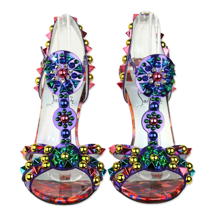 Christian Louboutin Multicolor Patent Leather Goldora Disco 100 Sandals
