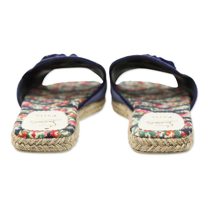 Christian Louboutin Navy Blue Velvet Pacha Tassel Flat Espadrille Sandals