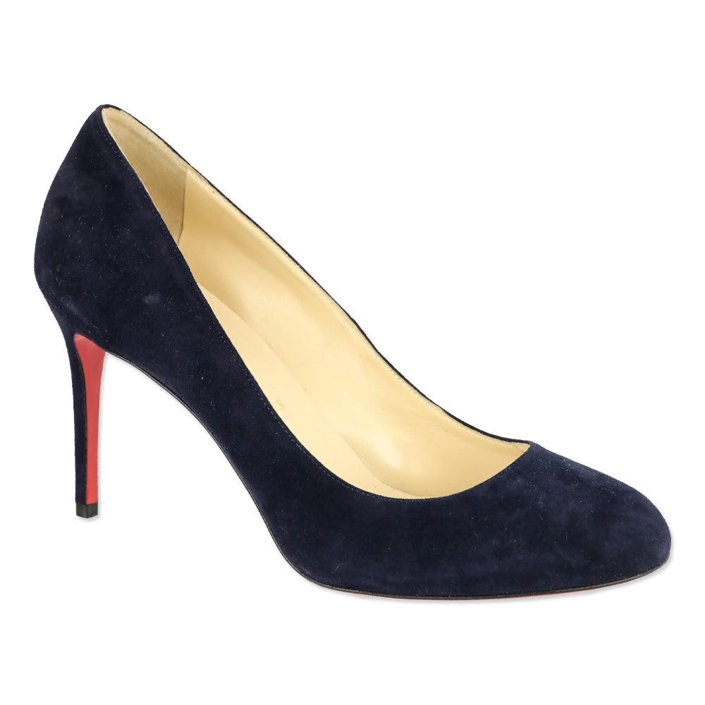 Christian Louboutin Navy Suede Fifi 80 Pumps
