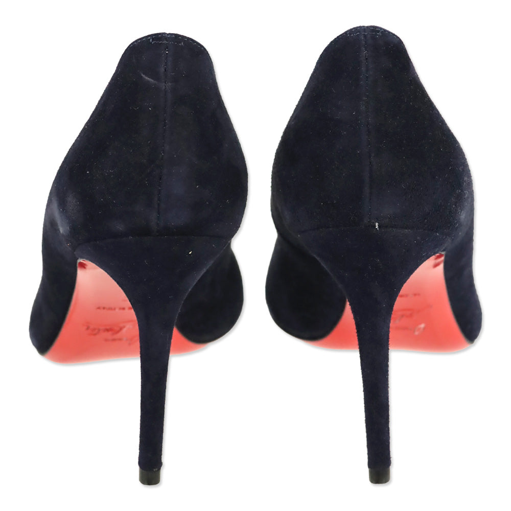 Christian Louboutin Navy Suede Fifi 80 Pumps