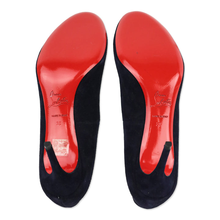 Christian Louboutin Navy Suede Fifi 80 Pumps