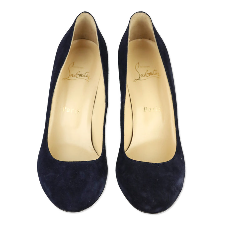 Christian Louboutin Navy Suede Fifi 80 Pumps
