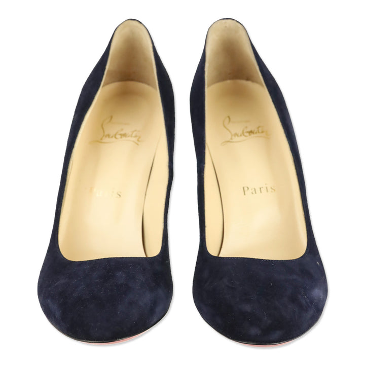 Christian Louboutin Navy Suede Fifi 80 Pumps