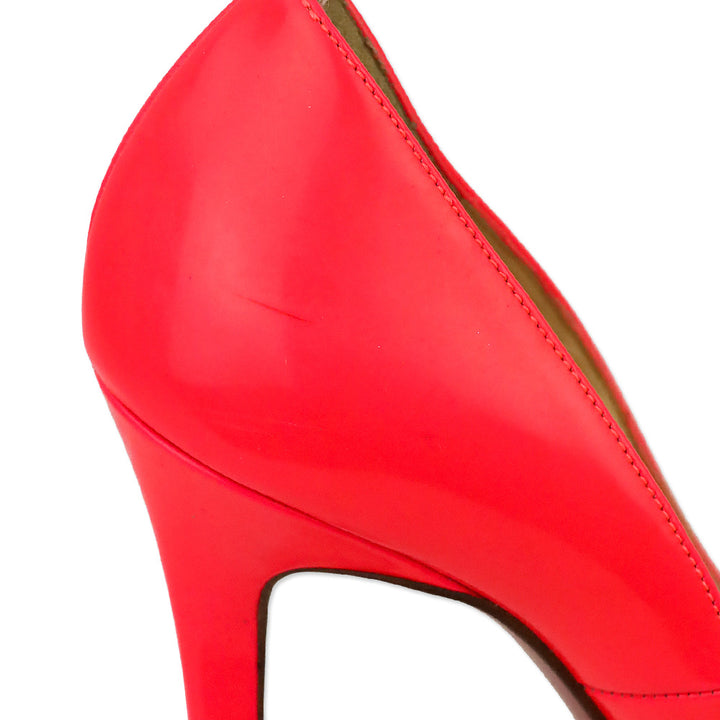 Christian Louboutin Neon Pink Patent Leather Flo 120 Peep Toe Pumps