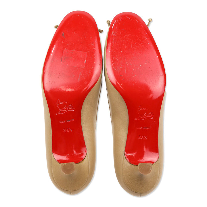 Christian Louboutin Nude Leather Marcia Balla 45 Bow Pumps