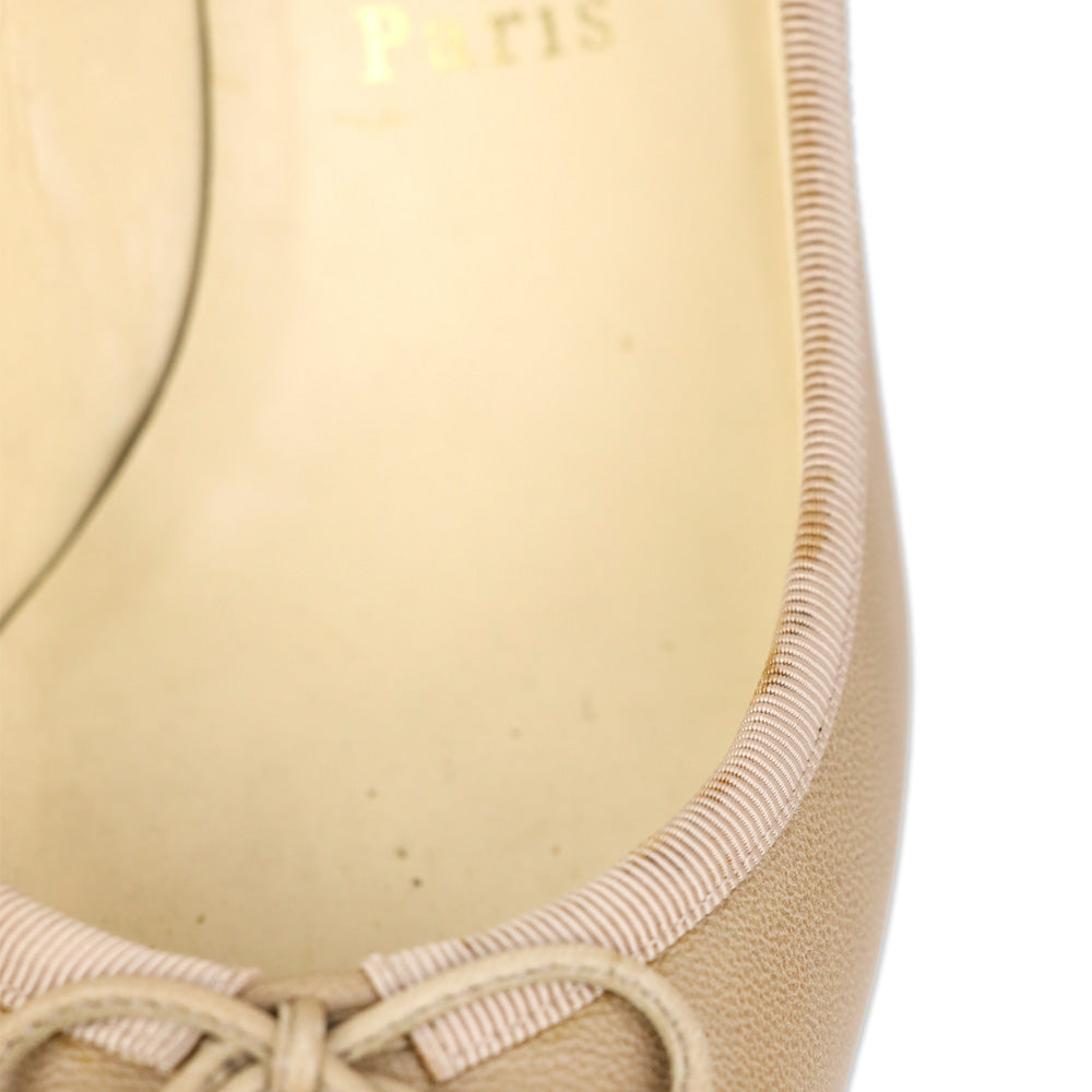 Christian Louboutin Nude Leather Marcia Balla 45 Bow Pumps