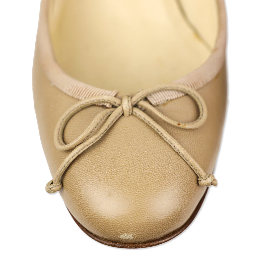 Christian Louboutin Nude Leather Marcia Balla 45 Bow Pumps