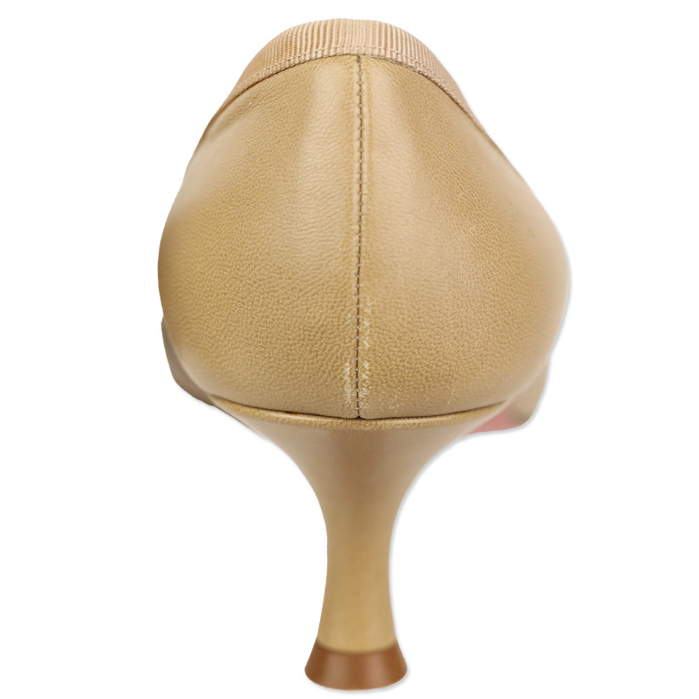Christian Louboutin Nude Leather Marcia Balla 45 Bow Pumps