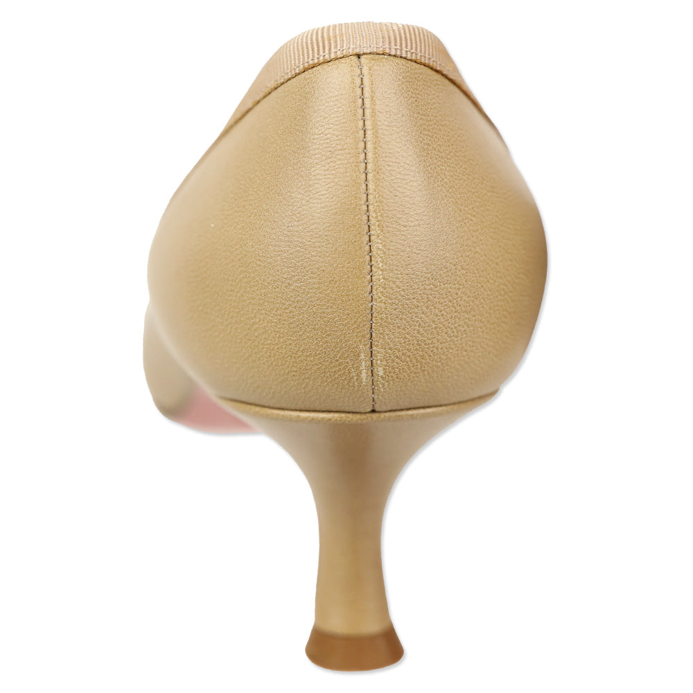 Christian Louboutin Nude Leather Marcia Balla 45 Bow Pumps