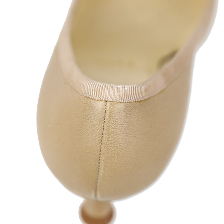 Christian Louboutin Nude Leather Marcia Balla 45 Bow Pumps