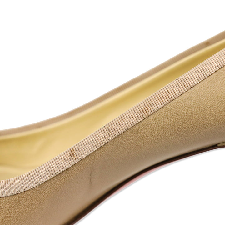 Christian Louboutin Nude Leather Marcia Balla 45 Bow Pumps
