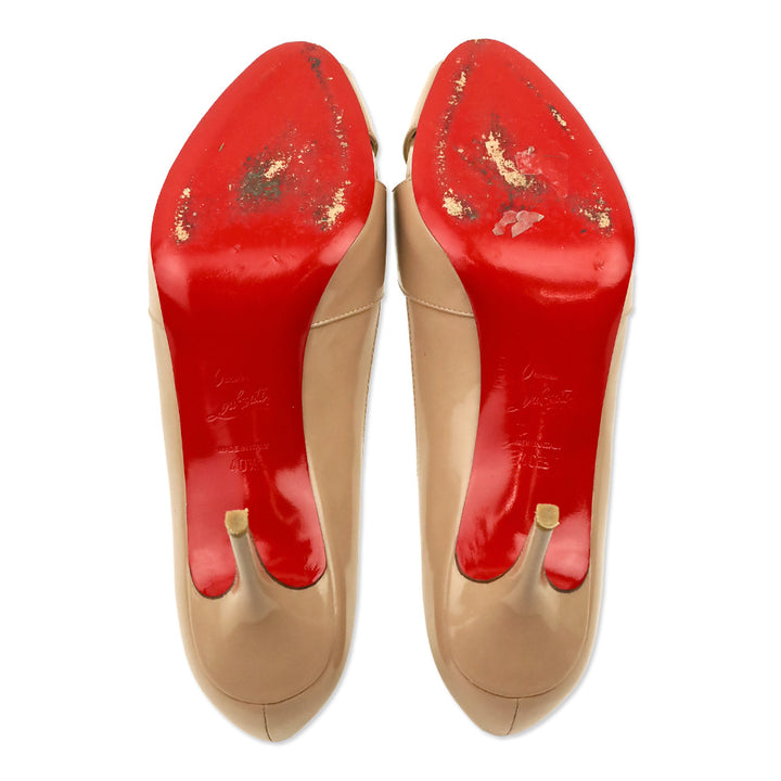 Christian Louboutin Nude Patent Calf Leather Shelley 90 Pump