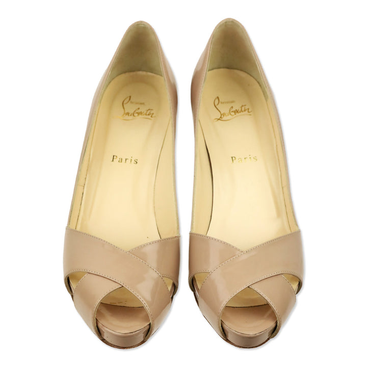 Christian Louboutin Nude Patent Calf Leather Shelley 90 Pump