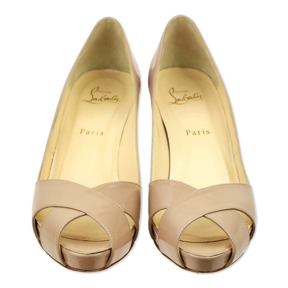 Christian Louboutin Nude Patent Calf Leather Shelley 90 Pump