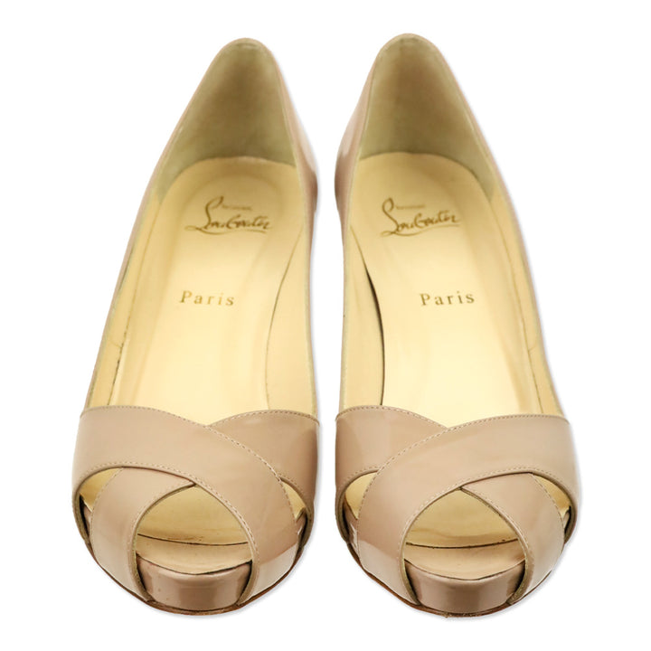 Christian Louboutin Nude Patent Calf Leather Shelley 90 Pump